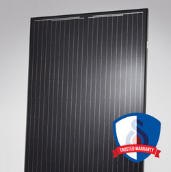 Solahart Silhouette solar panel with warranty icon