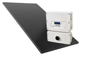 SolarEdge inverter shown with Solahart Silhouette solar panel